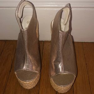 Silver sparkle high whicker Wedges